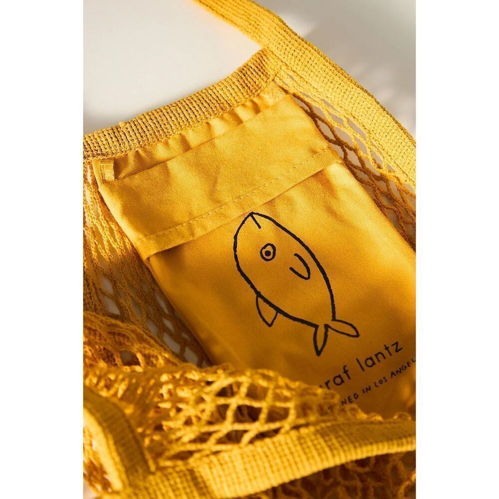 Graf Lantz Ami Net Market Tote Dijon Yellow Eco-Friendly Beach Bag, Made in USA - Picture 2 of 3